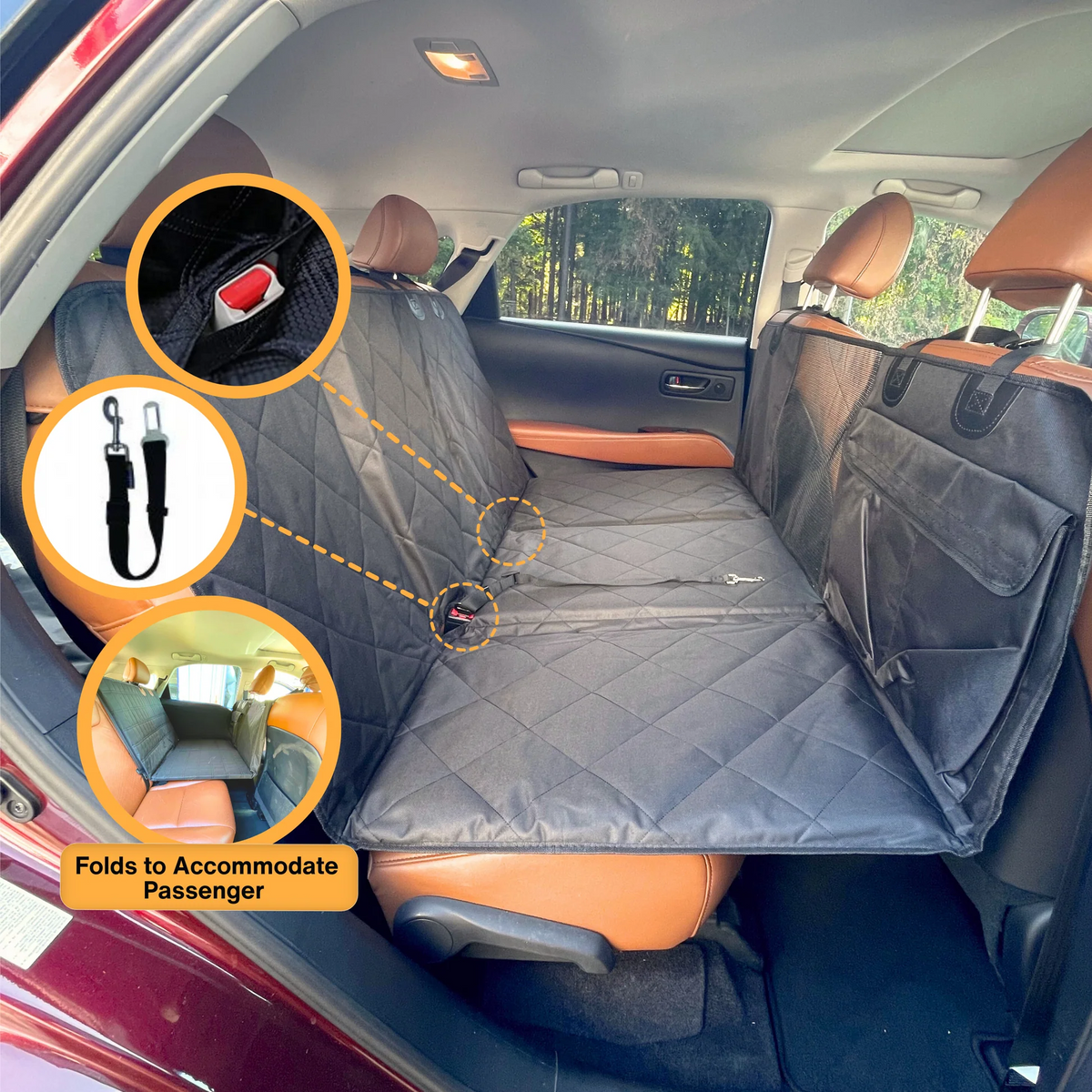Backseat Extender for Dogs - Grey  - with Door Covers